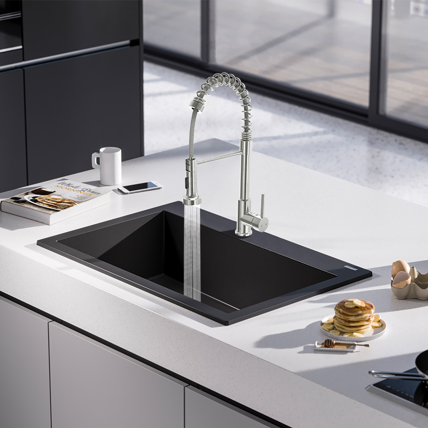 Single-Handle Pull-Down Sprayer Kitchen Faucet In Chrome,Non-EBAY Certified Warehouse,Non-EBAY Certified Warehouse - Image 3