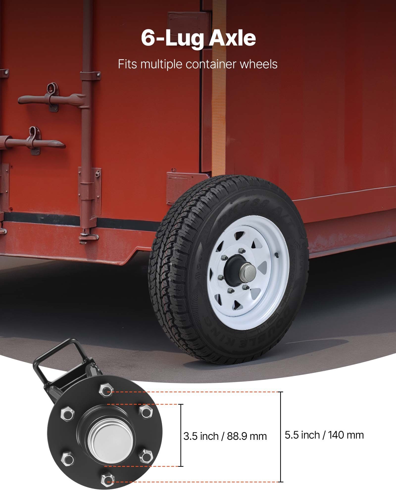 Shipping Container Wheels 6-Lug Wheels Kit, Heavy Duty Shipping Container Axle With Ratchet Tie Down-Moves 20 Ft - 40 Ft, Secure Transport For Dock, Warehouse, Construction Site, Black - Image 5