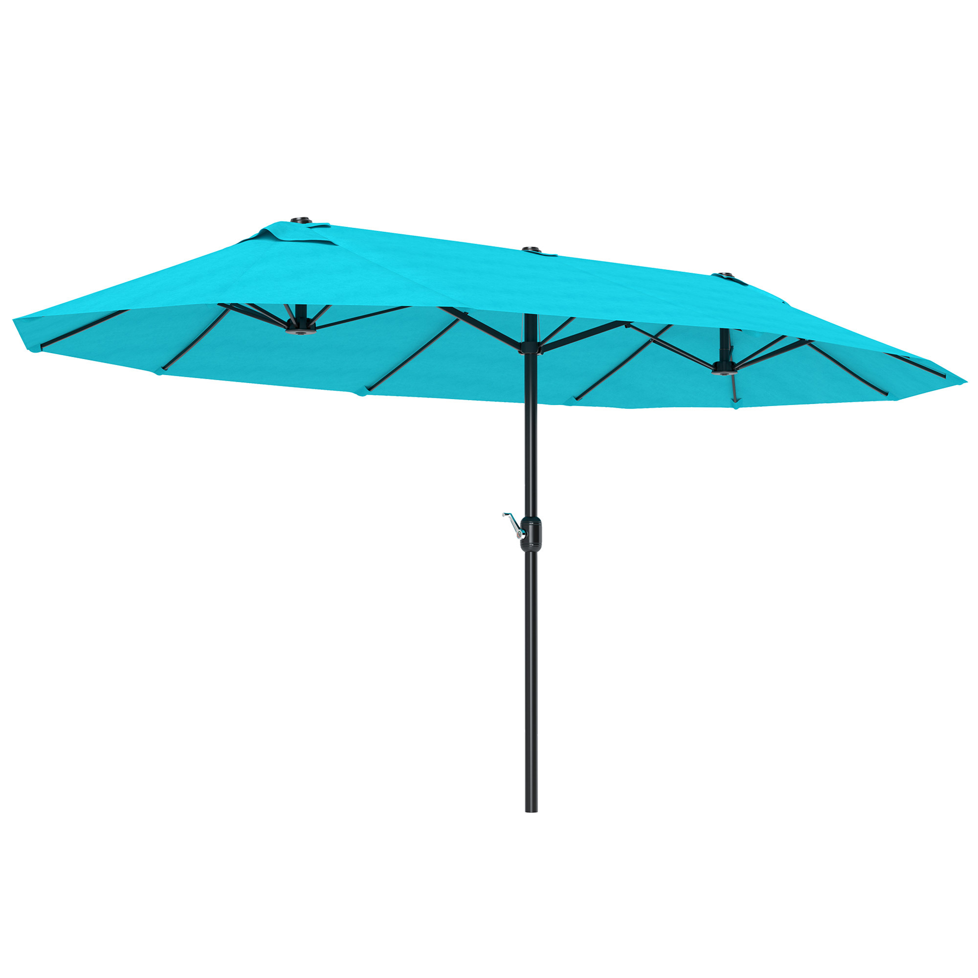 Patio Umbrella 15ft Double-Sided Outdoor Market Extra Large Umbrella With Crank Handle For Backyard, Light Blue - Image 2