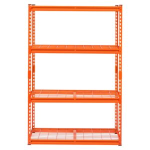 Storage Shelves, 2400 Lbs, 4 Tier Heavy Duty Garage Shelving, 20" D X 40" W X 60" H Adjustable Metal Shelves For Industrial Shelving Unit Utility Shelf, For Kitchen, Warehouse, Basement, Orange