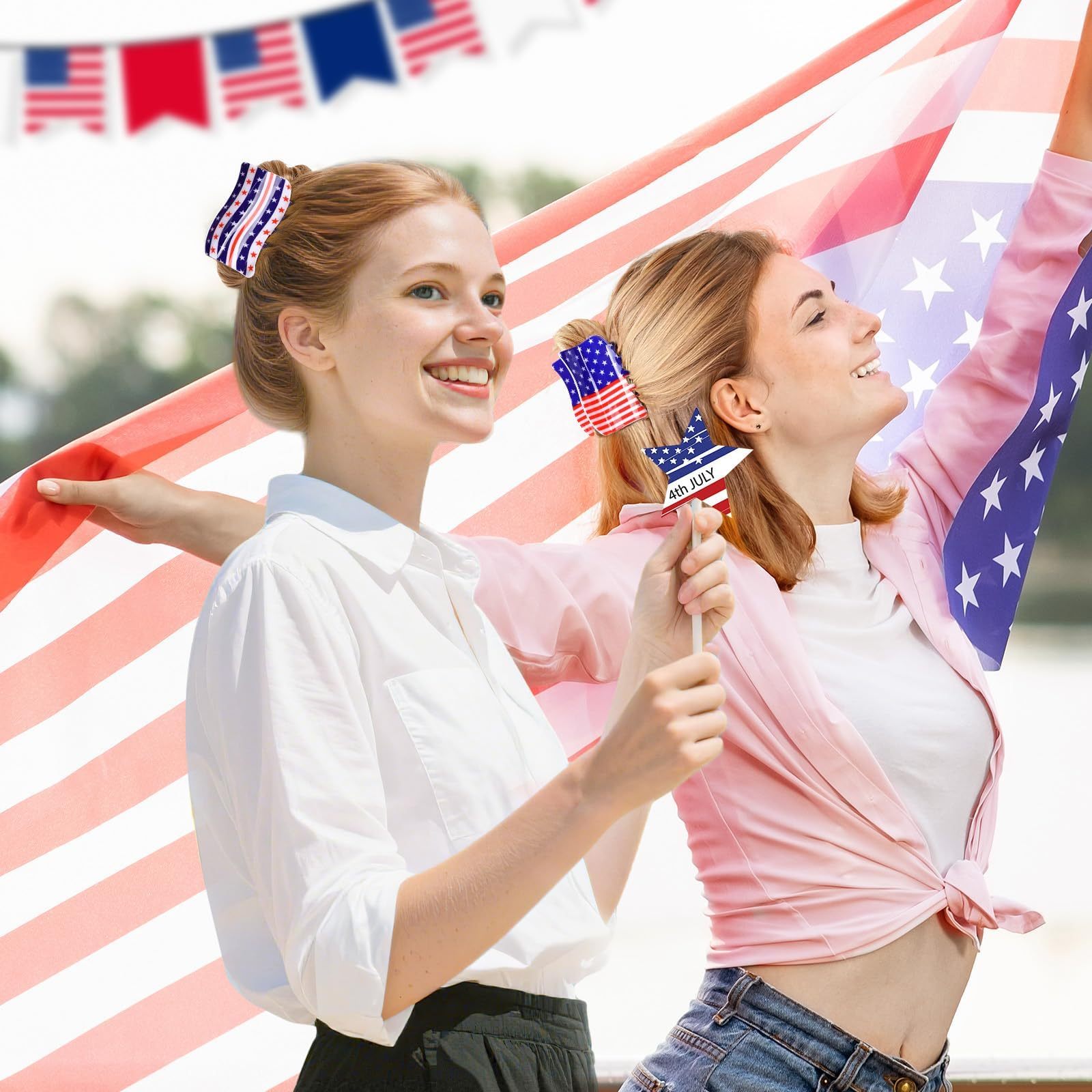 3Pcs American Flag Shaped Claw Clips USA Patriotic 4th Of July Design Hair Accessories Red White And Blue Hair Clips For Independence Day Veterans' Day Clearance - Image 7