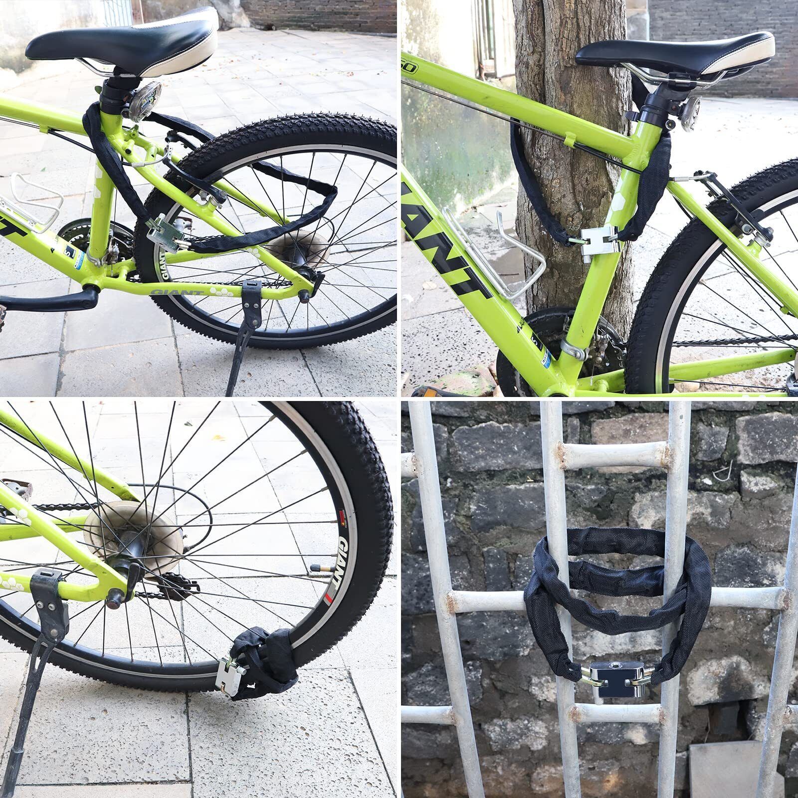 80CM Heavy Duty Steel Strong Motorcycle Bike Outdoor Safety Chain And Padlock Lock UK - Image 2