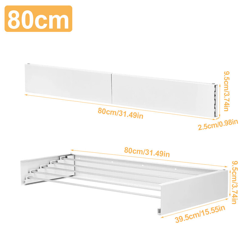 Wall Mounted 80 1 0 0cm Airer Towel Drying Rack Extendable Fold Clothes Dryer UK - Image 3