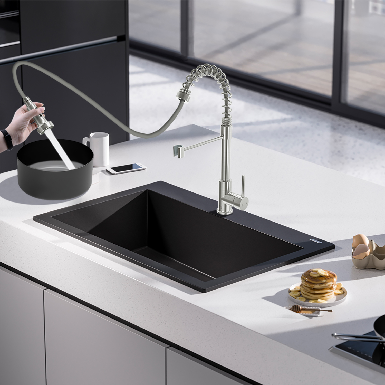 Single-Handle Pull-Down Sprayer Kitchen Faucet In Chrome,Non-EBAY Certified Warehouse,Non-EBAY Certified Warehouse