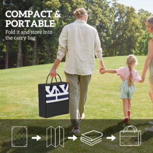 Reversible Outdoor Rug, Waterproof Plastic Straw With Carry Bag, 6 X 9, Blue  White Geometric