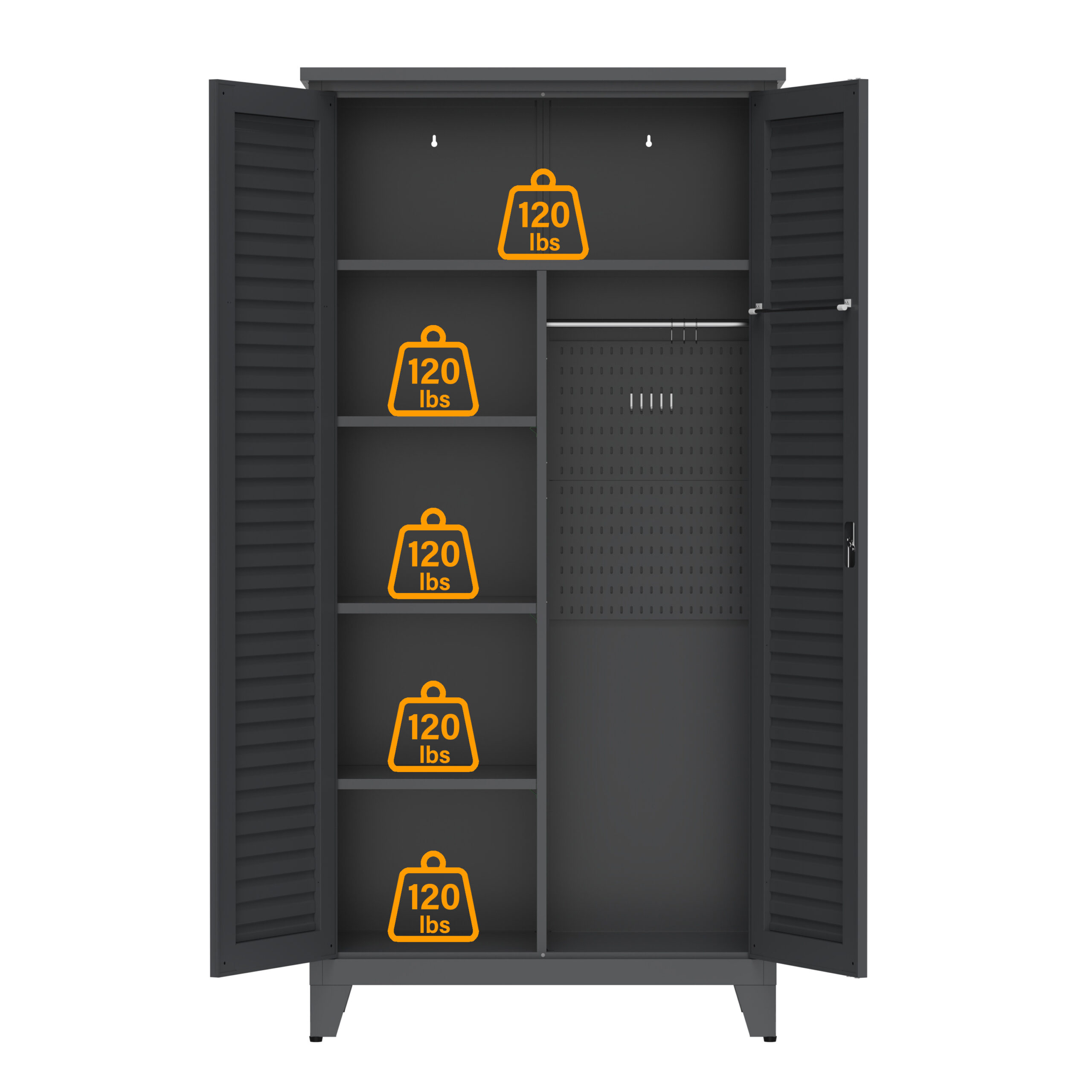 73'' Tall Metal Tool Storage Cabinet, With Ample Storage Space For Garage,Warehouse,Garden,Office, Living Room,Bathroom,Utility Room Slate - Image 6