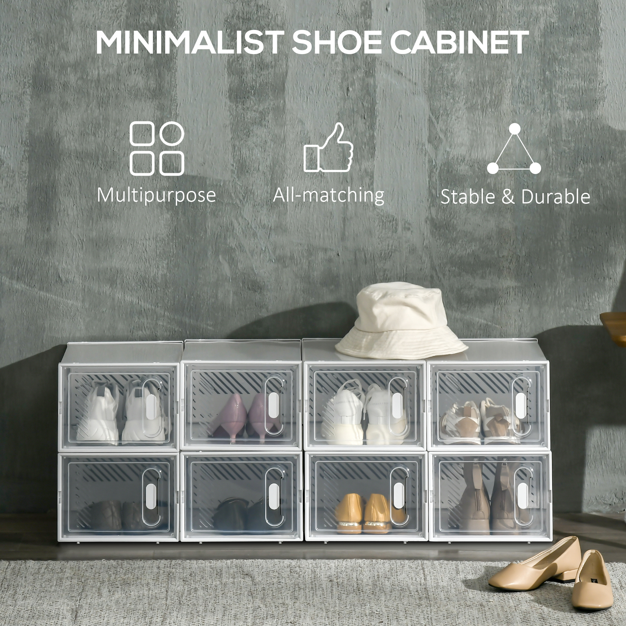 8PCS Clear Shoe Box, Plastic Stackable Shoe Storage Box For UK/EU Size Up To 8.5/43 With Magnetic Door For Women/Men, 25 X 35 X 19cm - Image 5