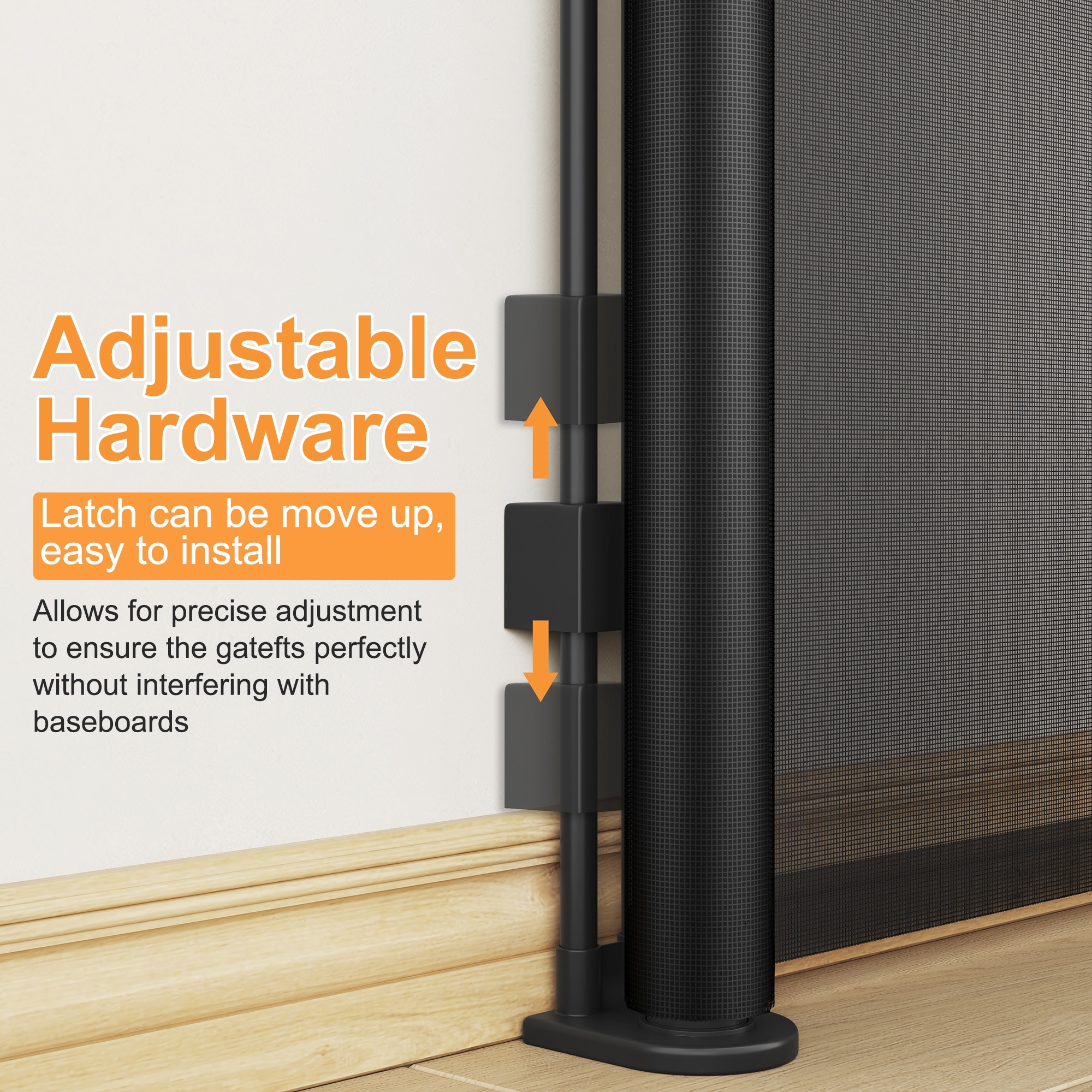 Retractable Baby Gate, Mesh Dog Gate For Doorways, Extends Up To 76 Wide, 33 Tall Child Safety Gate For Doorways, Indoor & Outdoors, Stairs, Hallways, Black Non-EBAY Certified Warehouse - Image 2