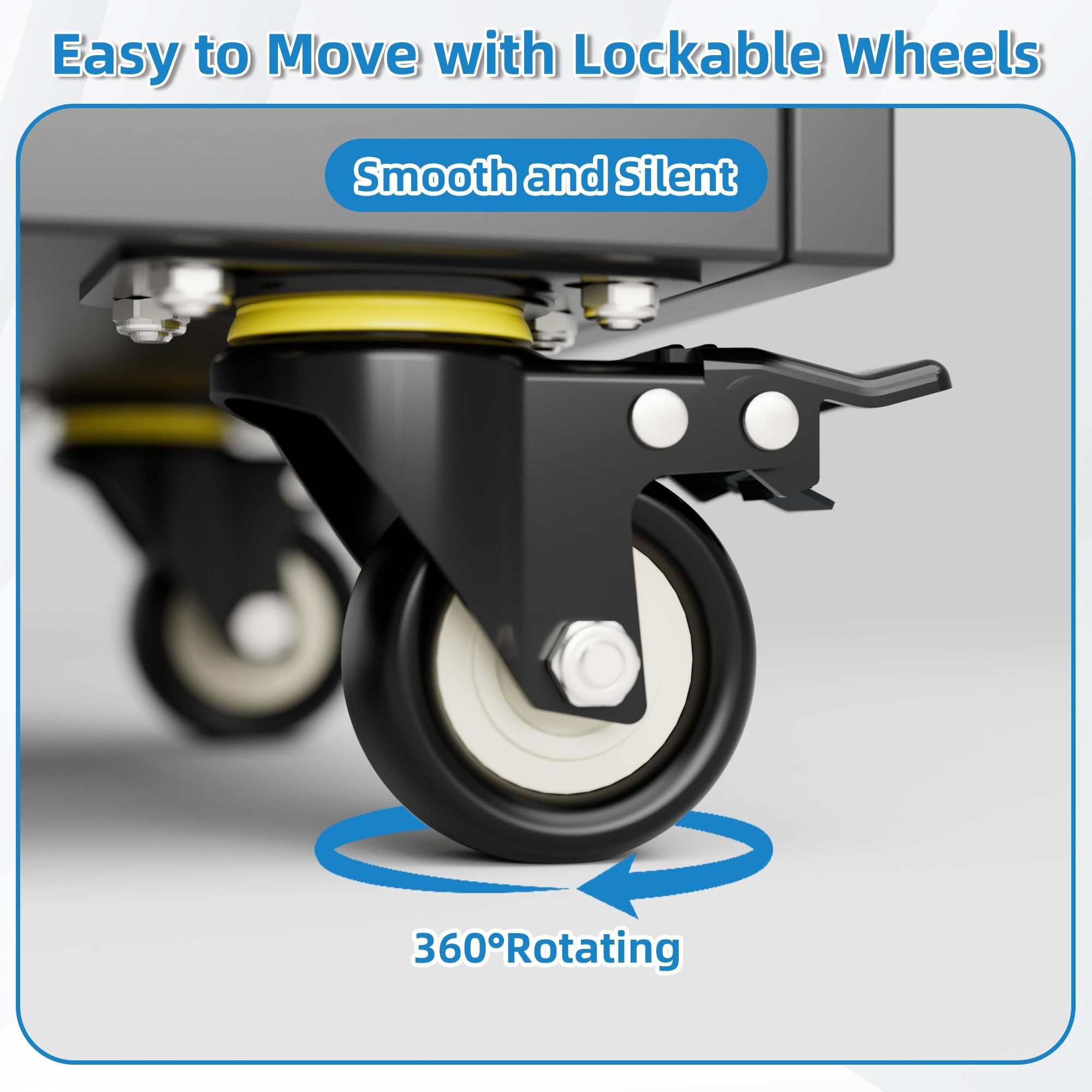 71 Inch High Metal Storage Cabinet On Wheels With 5 Pegboards And 1 Drawer, Lockable Steel Tool Cabinet For Garage, Warehouse, Assembly Required, Black Gray - Image 3