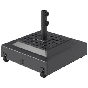 Outdoor Umbrella Stand Base With Wheels, Heavy Duty Patio Umbrella Base, Filled Up To 143lbs With Stand Or 112lbs With Water, Patio Umbrella Holder For Garden, Poolside, Black