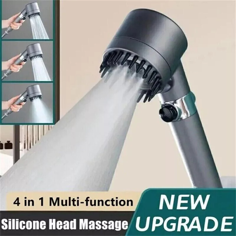 3 Modes Shower Head With Filter High Pressure Water Saving Massage Body Scalp UK