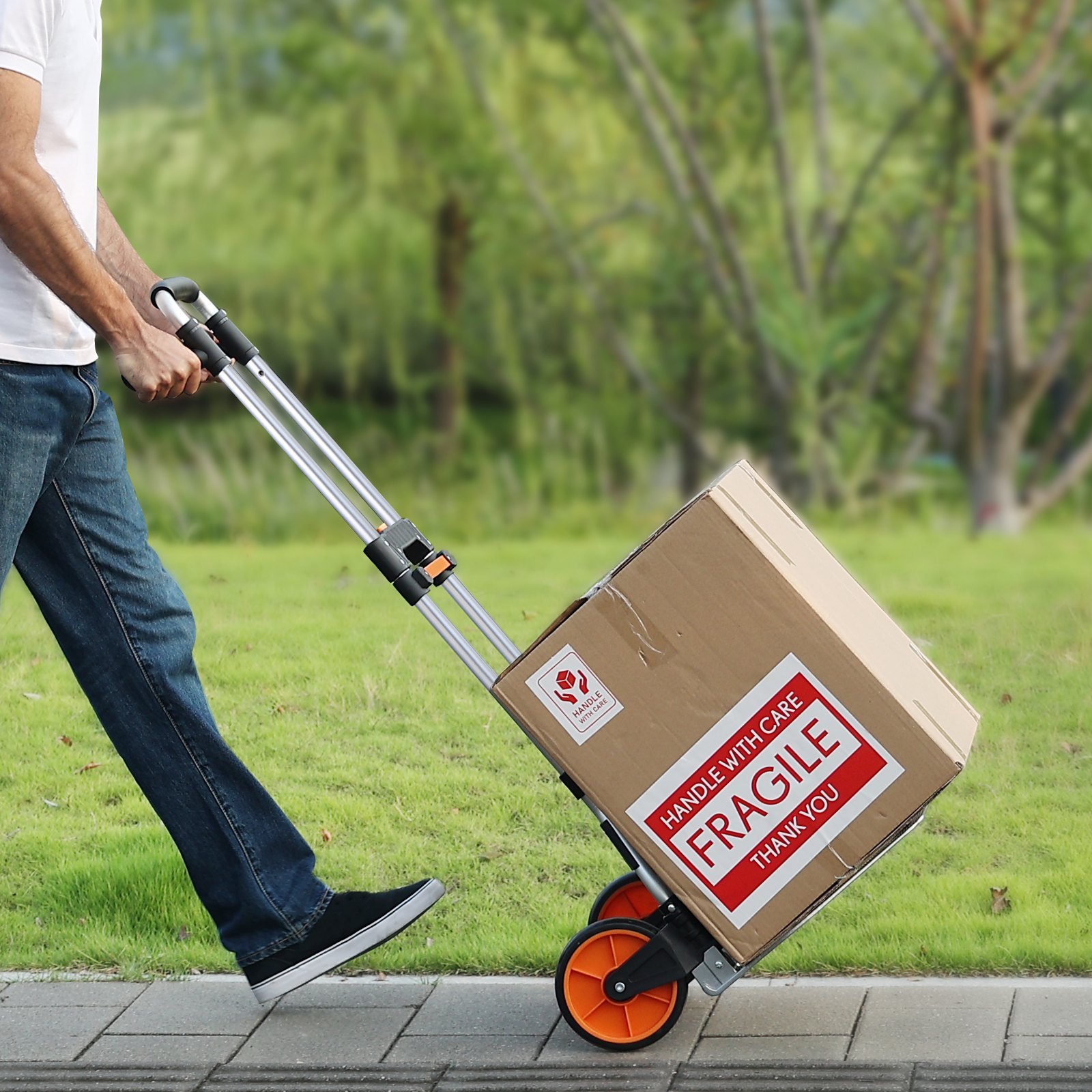 Folding Hand Truck, 309 Lbs Load Capacity, Aluminum Portable Cart, Convertible Hand Truck And Dolly With Telescoping Handle And PP+TPR Wheels, Ultra Lightweight Super Strong For Moving Warehouse - Image 4