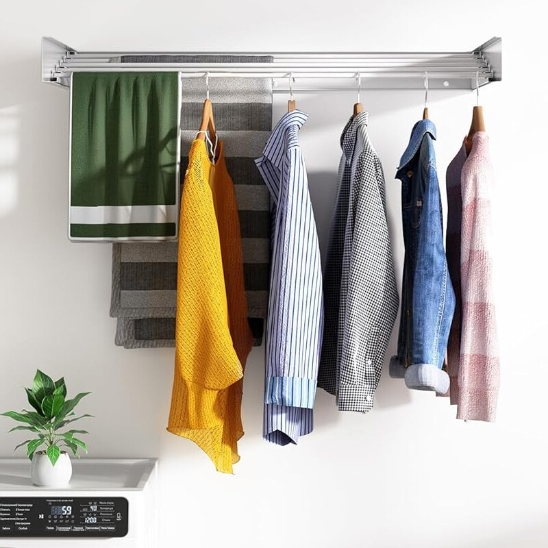 Wall Mounted 80 1 0 0cm Airer Towel Drying Rack Extendable Fold Clothes Dryer UK - Image 6