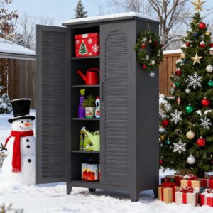 73'' Tall Metal Tool Storage Cabinet, With Ample Storage Space For Garage,Warehouse,Garden,Office, Living Room,Bathroom,Utility Room Slate