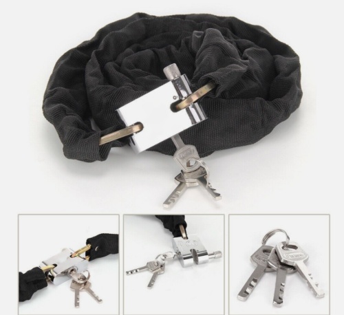 80CM Heavy Duty Steel Strong Motorcycle Bike Outdoor Safety Chain And Padlock Lock UK - Image 8