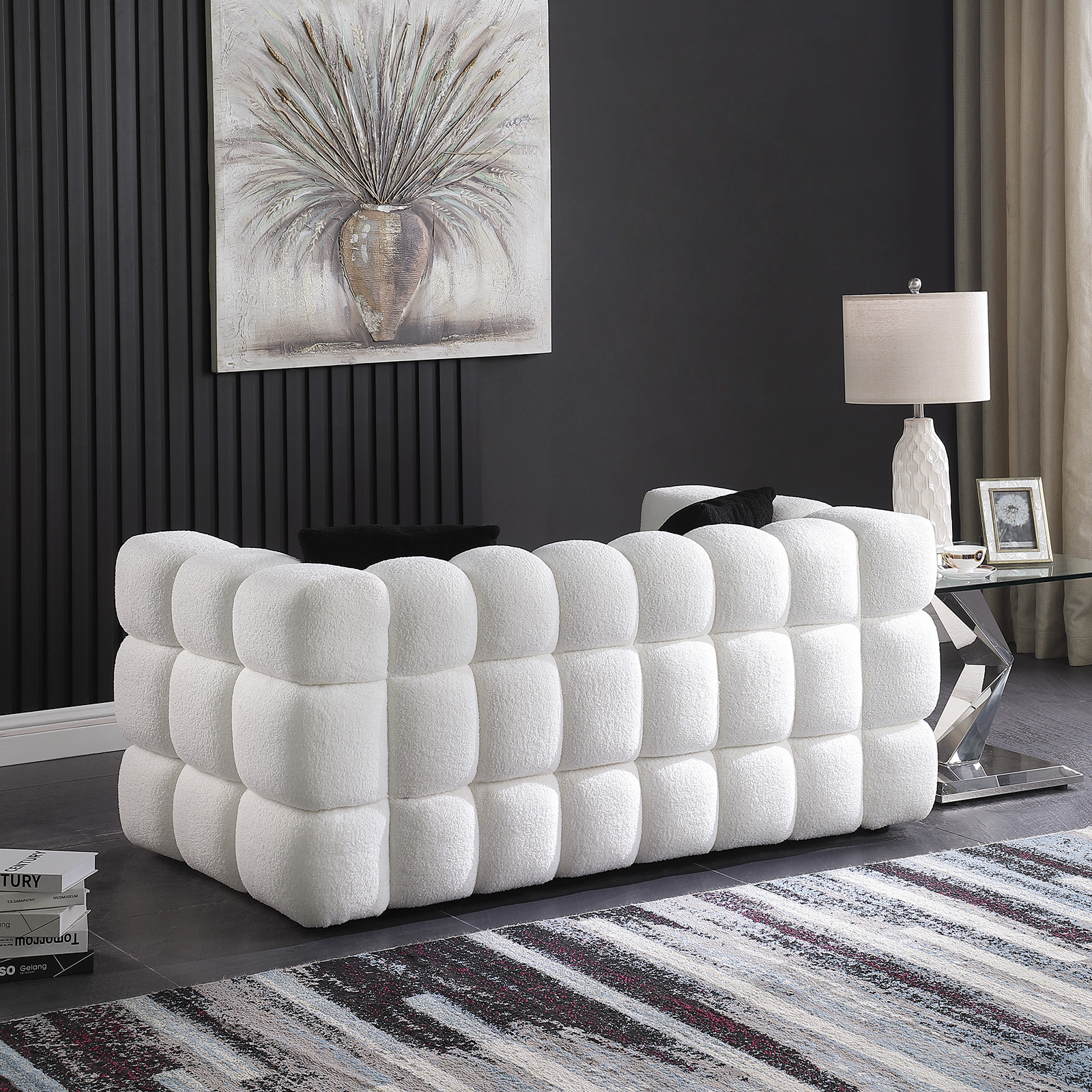 62.2length ,35.83inch Deepth ,human Body Structure For USA People, Marshmallow Sofa,boucle Sofa ,White Color, 2 Seater - Image 5