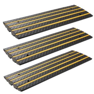 Car Driveway Rubber Curb Ramp, 33069 Lbs Load Capacity, 2.6 Inch Rise Curbside Bridge Ramp With Yellow Reflective Strips, Suitable For Loading Dock, Warehouse, Garage, Sidewalk (3 Pack)