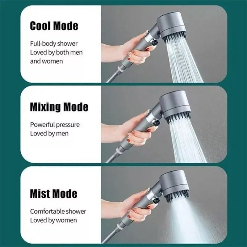 3 Modes Shower Head With Filter High Pressure Water Saving Massage Body Scalp UK - Image 6