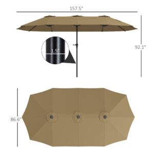 13 Ft. Extra Large Patio Umbrella With Easy Crank Handle, Vents For Outdoor, Patio, Coffee