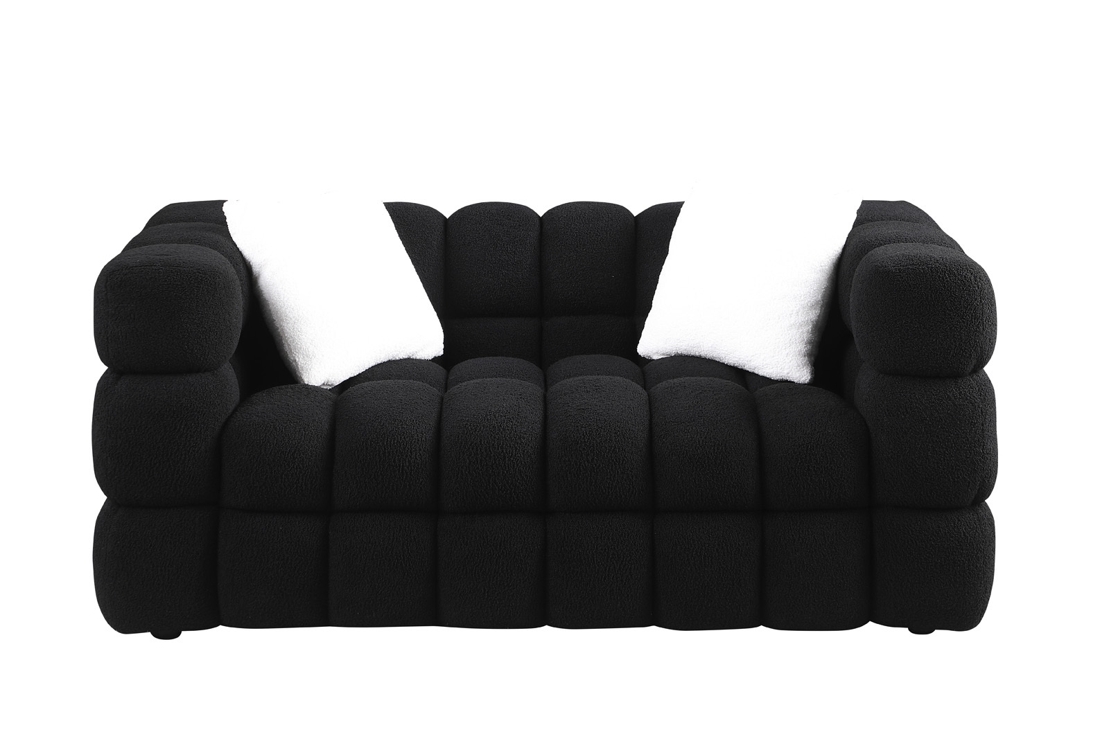 62.2length ,35.83inch Deepth ,human Body Structure For USA People, Marshmallow Sofa,boucle Sofa ,BLACK Color, 2 Seater - Image 3