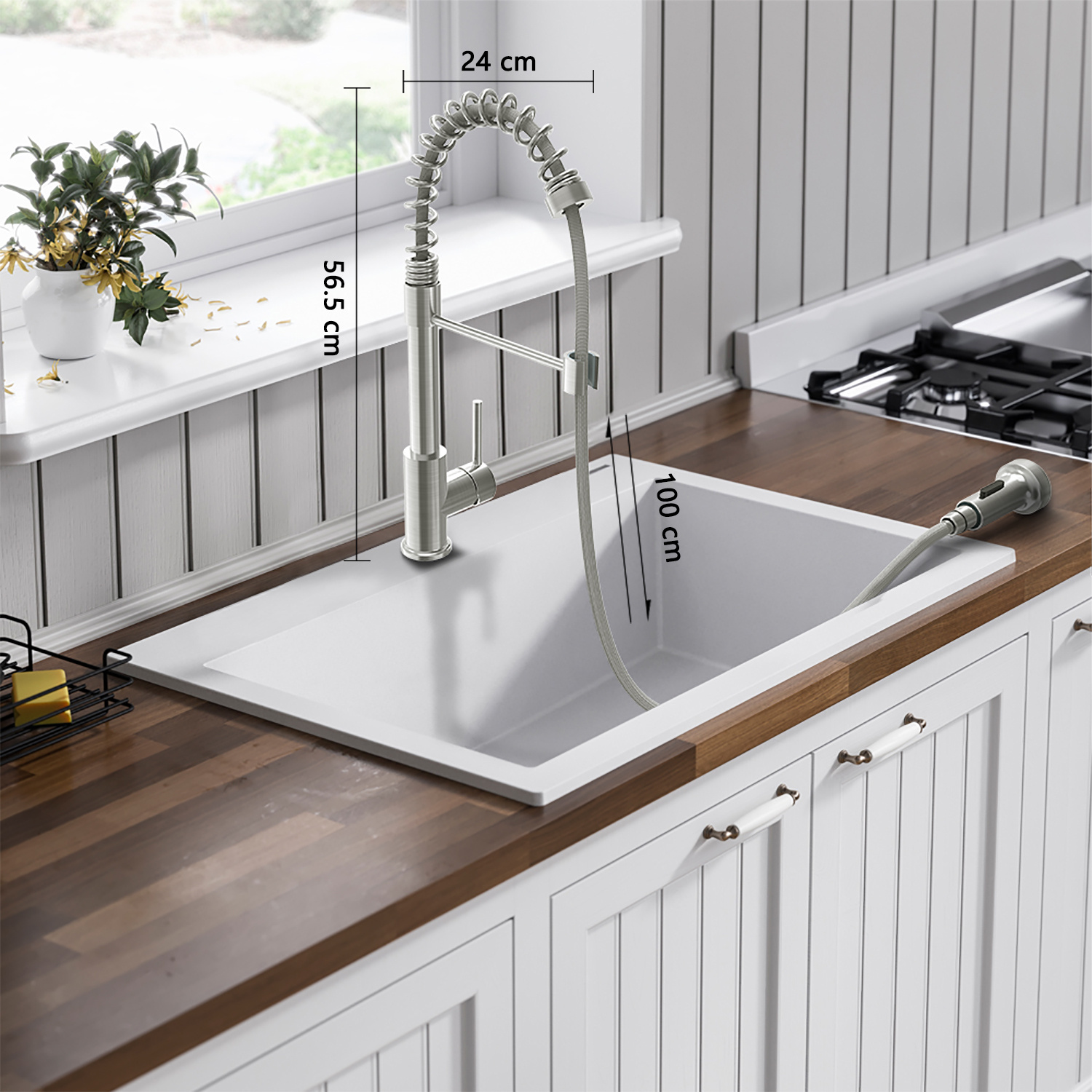 Single-Handle Pull-Down Sprayer Kitchen Faucet In Chrome,Non-EBAY Certified Warehouse,Non-EBAY Certified Warehouse - Image 5