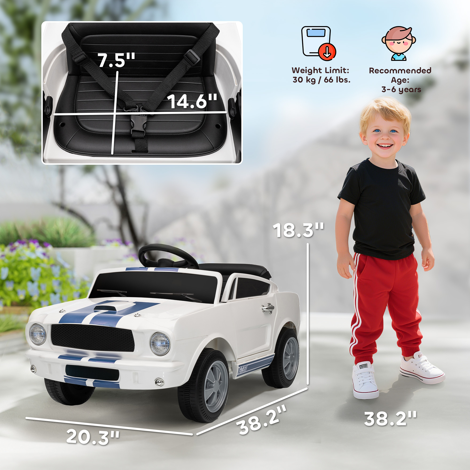 Ride On Car With Remote Control, Adjustable Speed, MP3, Smooth Start, LED Lights, White - Image 5