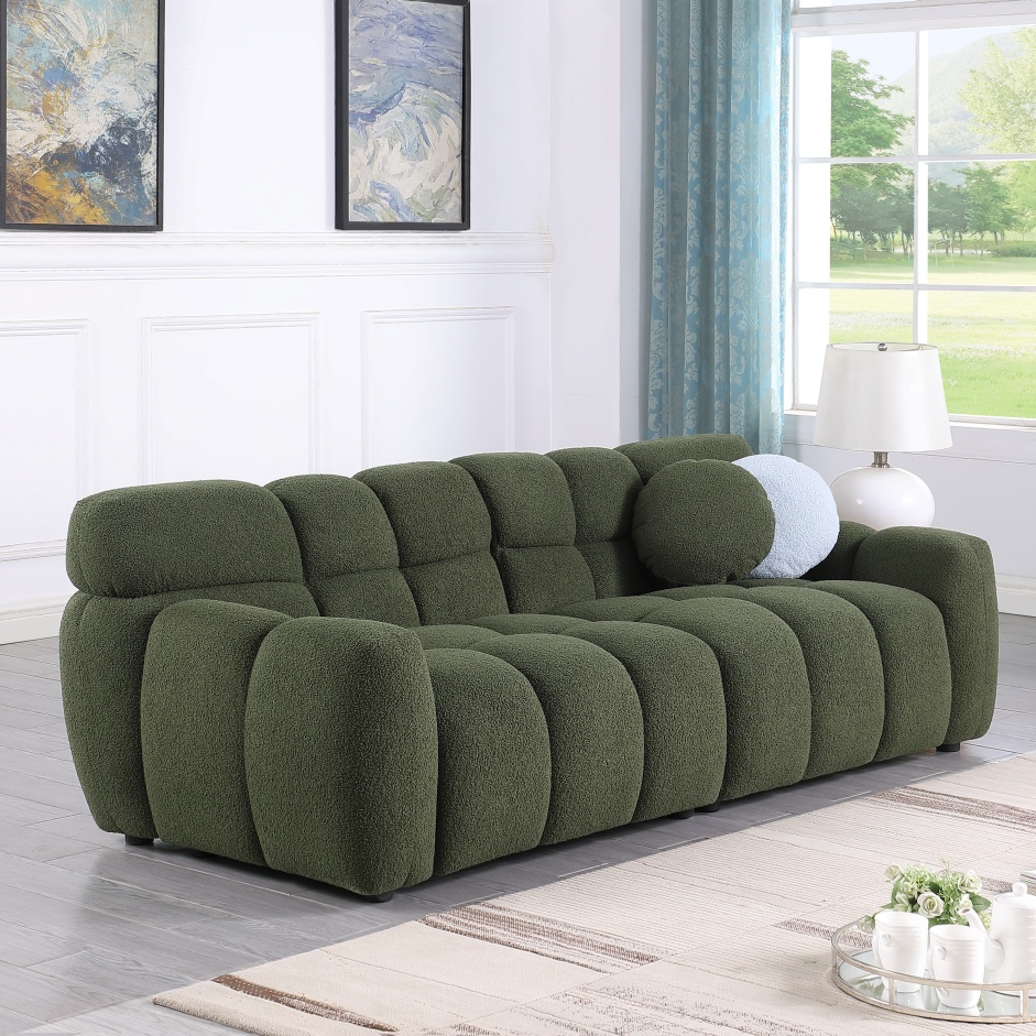 87.4 Length ,35.83inch Deepth ,human Body Structure For USA People, Marshmallow Sofa,boucle Sofa ,3 Seater, OLIVE GREEN BOUCLE - Image 8