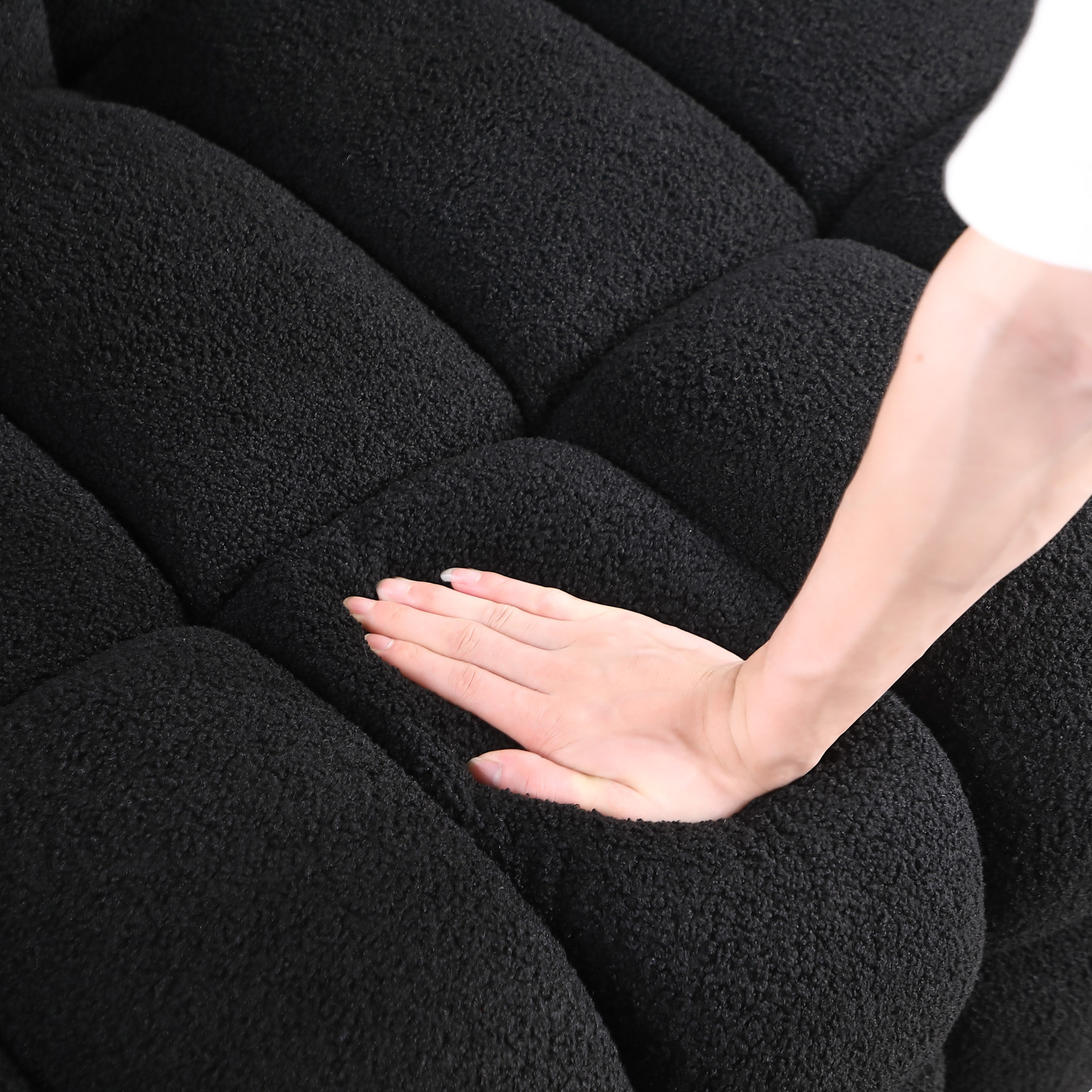 62.2length ,35.83inch Deepth ,human Body Structure For USA People, Marshmallow Sofa,boucle Sofa ,BLACK Color, 2 Seater - Image 8