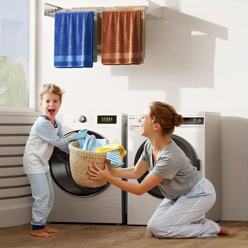 Wall Mounted 80 1 0 0cm Airer Towel Drying Rack Extendable Fold Clothes Dryer UK - Image 4