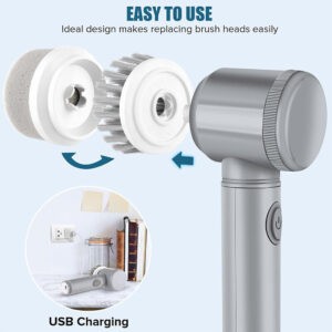 10Pcs Rechargeable Electric Cordless Cleaning Brush Spin Scrubber Turbo Scrub UK