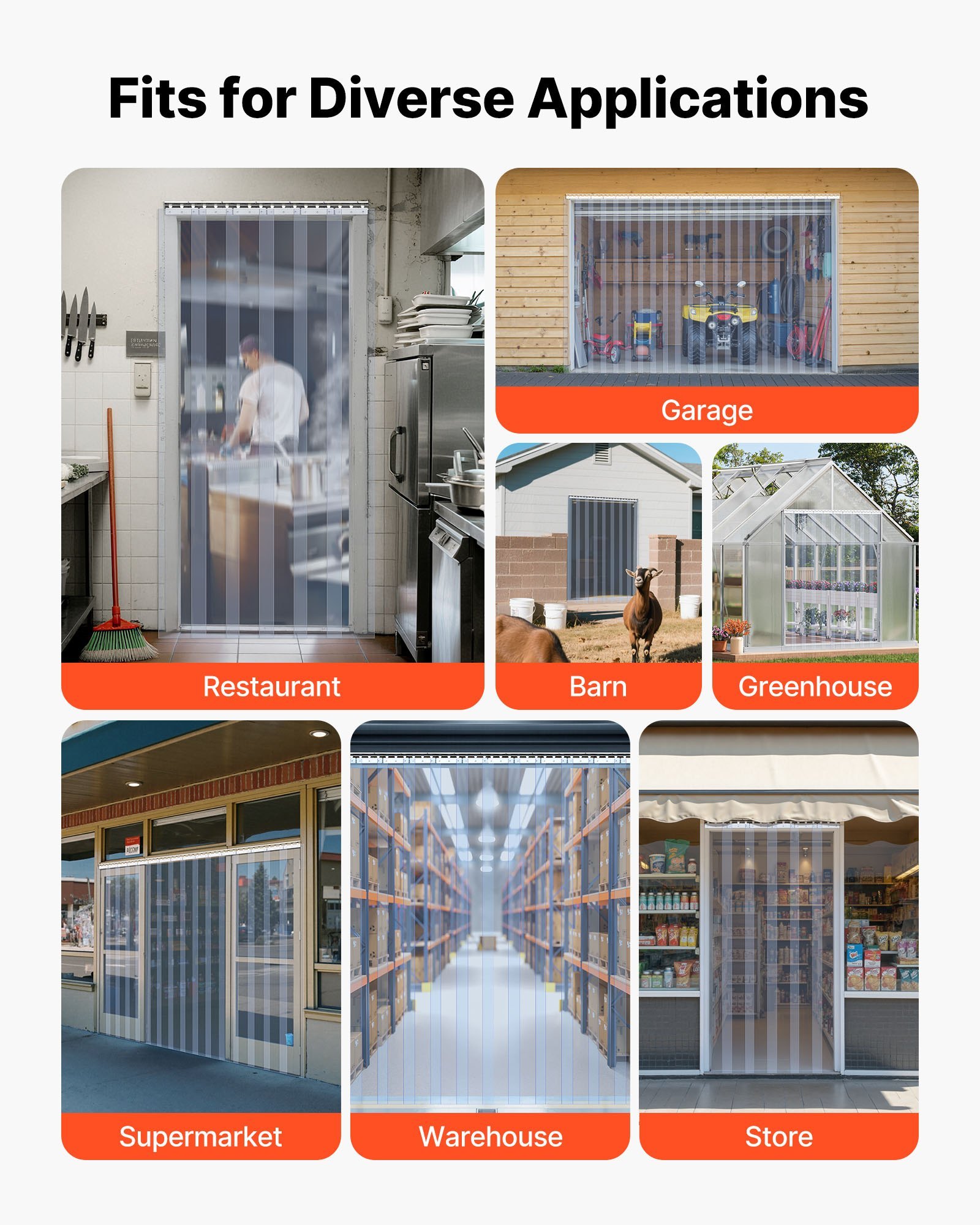 Clear PVC Strip Curtain, 84 In Height X 48 In Width X 0.08 In Thickness, 8 PCS Walk In Freezer Cooler Curtain Strips, Smooth Waterproof Plastic Door Strips For Warehouse, Freezer, Garage Doors - Image 3
