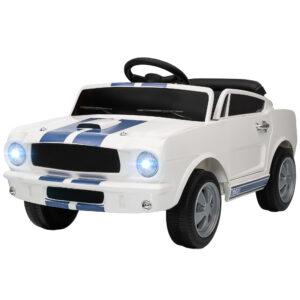 Ride On Car With Remote Control, Adjustable Speed, MP3, Smooth Start, LED Lights, White