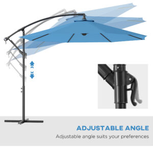 10 Cantilever Tilt Offset Patio Umbrella W UV & Water Safe Material & Cross Base Weight Not Included, Blue