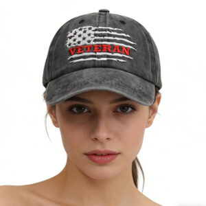 2pcs USA Patriotic Military Hat,Distressed Veteran Army Hat For Men Women, Adjustable Embroidered Wash Cotton Baseball Cap