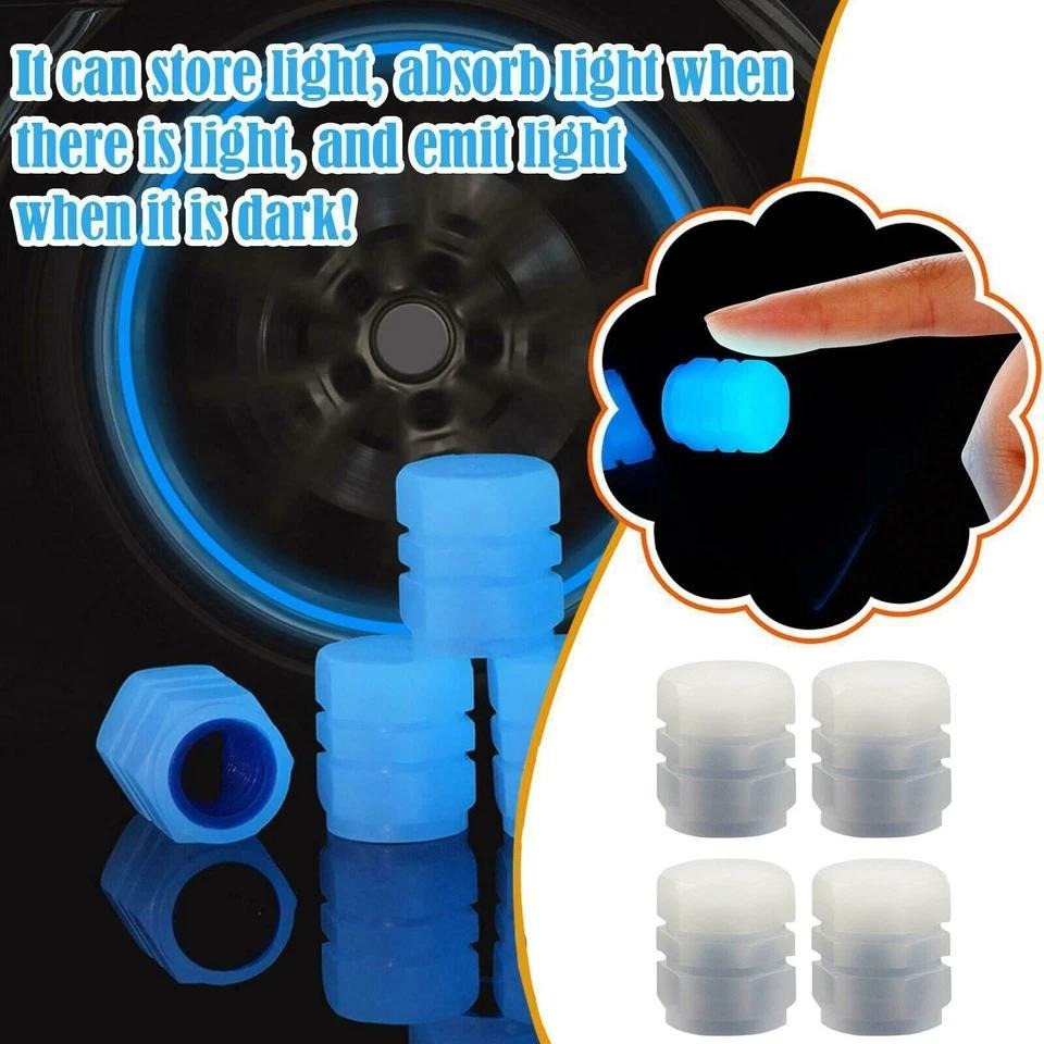 4x Fluorescent Universal Luminous Glow In Dark Car Tire Tyre Valve Caps Cover UK UK - Image 2