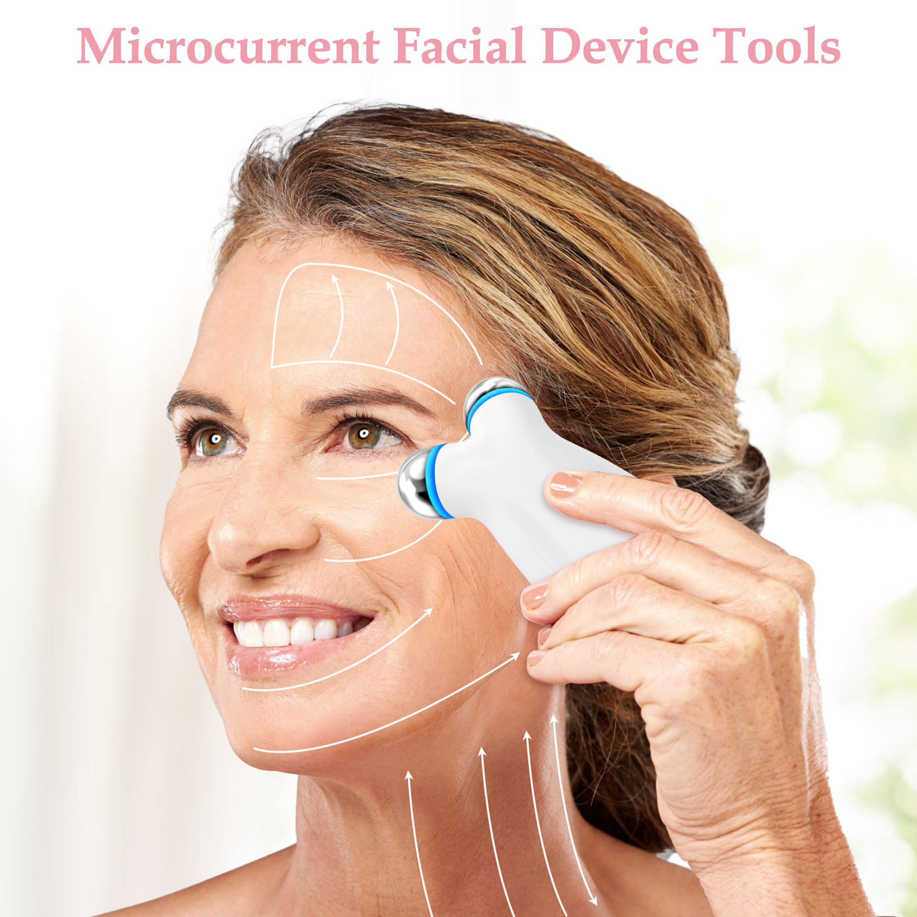 Anti Aging And Wrinkles Microcurrent Facial Device, Boost Skin Care Products Absorption - White - Image 2