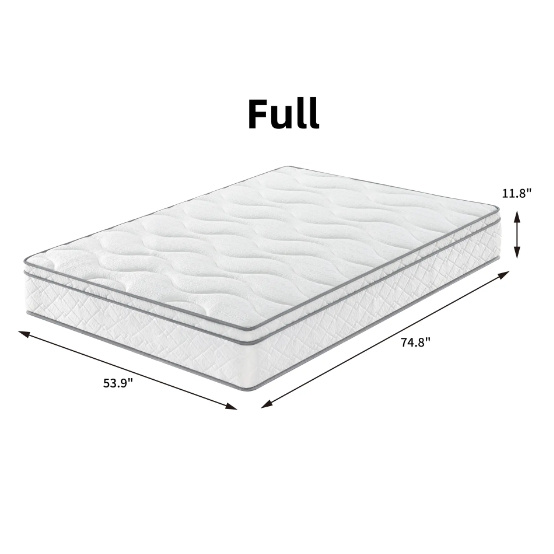 Full Size Mattress,12 Inch Hybrid Mattress In A Box With Gel Memory Foam,Individually Wrapped Pocket Coils Innerspring For Breathable And Durable Support, Made In USA, CertiPUR-US Certified - Image 5