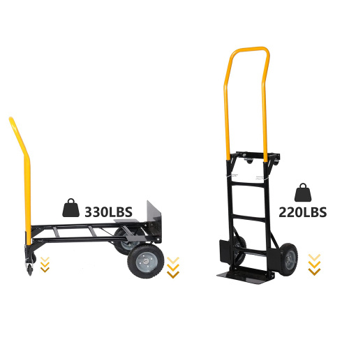 Hand Truck Dual Purpose 2 Wheel Dolly Cart And 4 Wheel Push Cart With Swivel Wheels 330 Lbs Capacity Heavy Duty Platform Cart For Moving Warehouse Garden Grocery - Image 3