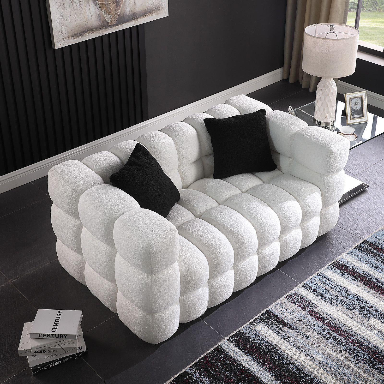 62.2length ,35.83inch Deepth ,human Body Structure For USA People, Marshmallow Sofa,boucle Sofa ,White Color, 2 Seater - Image 7
