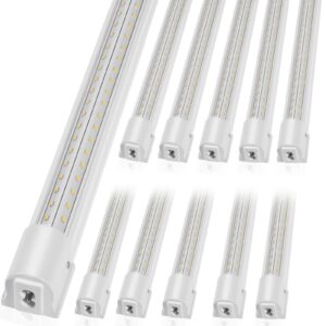 10 Pack LED Shop Light, 8 FT, 80W Linkable Shop Light Fixture, 10000 LM Ceiling Lights 59 In Power Cords With ON/OFF Switch 48 In Connector Cables, For Garage Warehouse Home Workkshop And Office