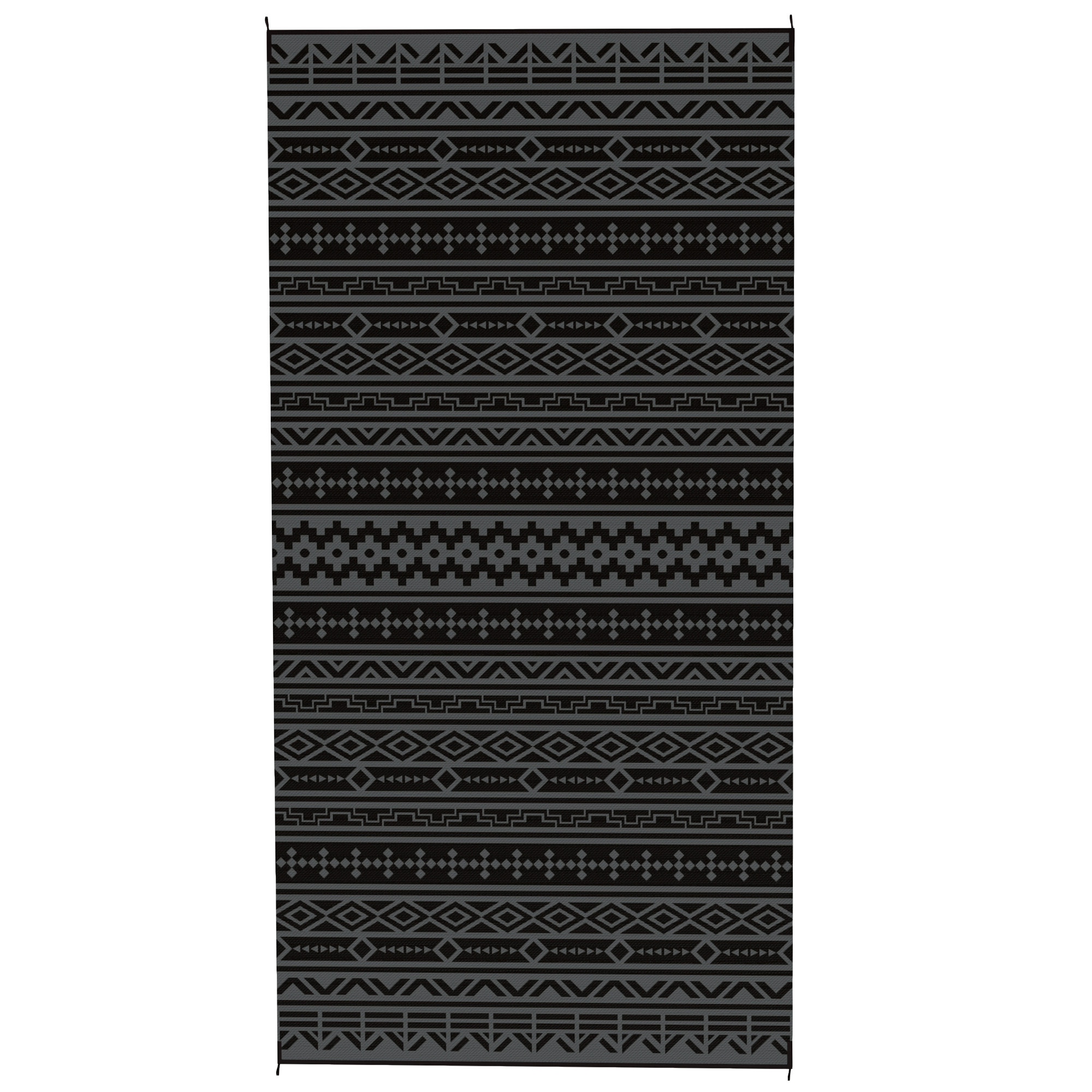 Reversible Outdoor Rug, Waterproof Plastic Straw With Carry Bag, 9 X 18, Black & Gray Geometric Wall - Image 5