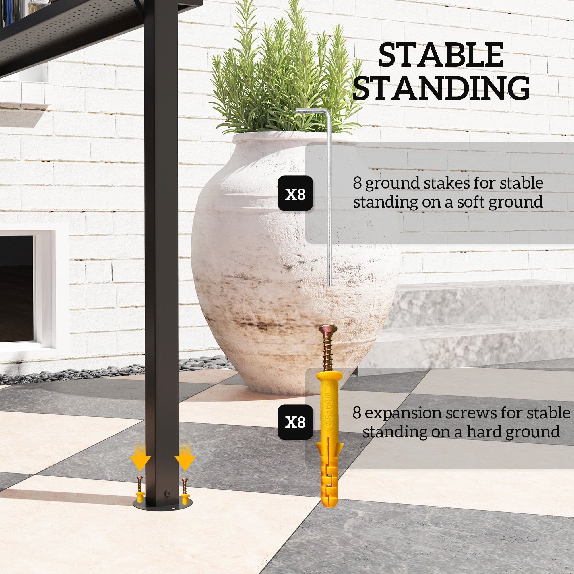 8 X 5ft Hardtop Grill Gazebo With Double Metal Roof, 2 Side Shelves And 4 Cup Holders For Patio Backyard Lawn Deck - Image 6