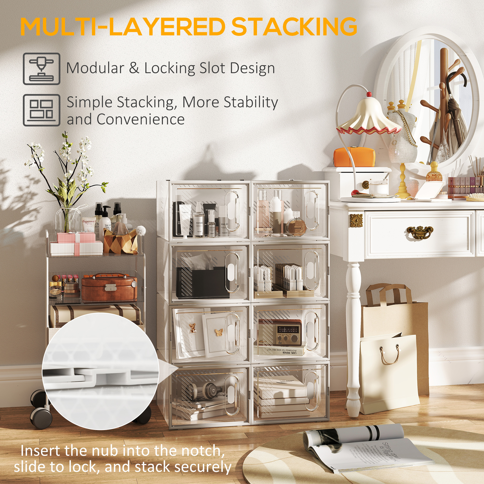 8PCS Clear Shoe Box, Plastic Stackable Shoe Storage Box For UK/EU Size Up To 12/46 With Magnetic Door For Women/Men, 28 X 36 X 21 Cm - Image 4