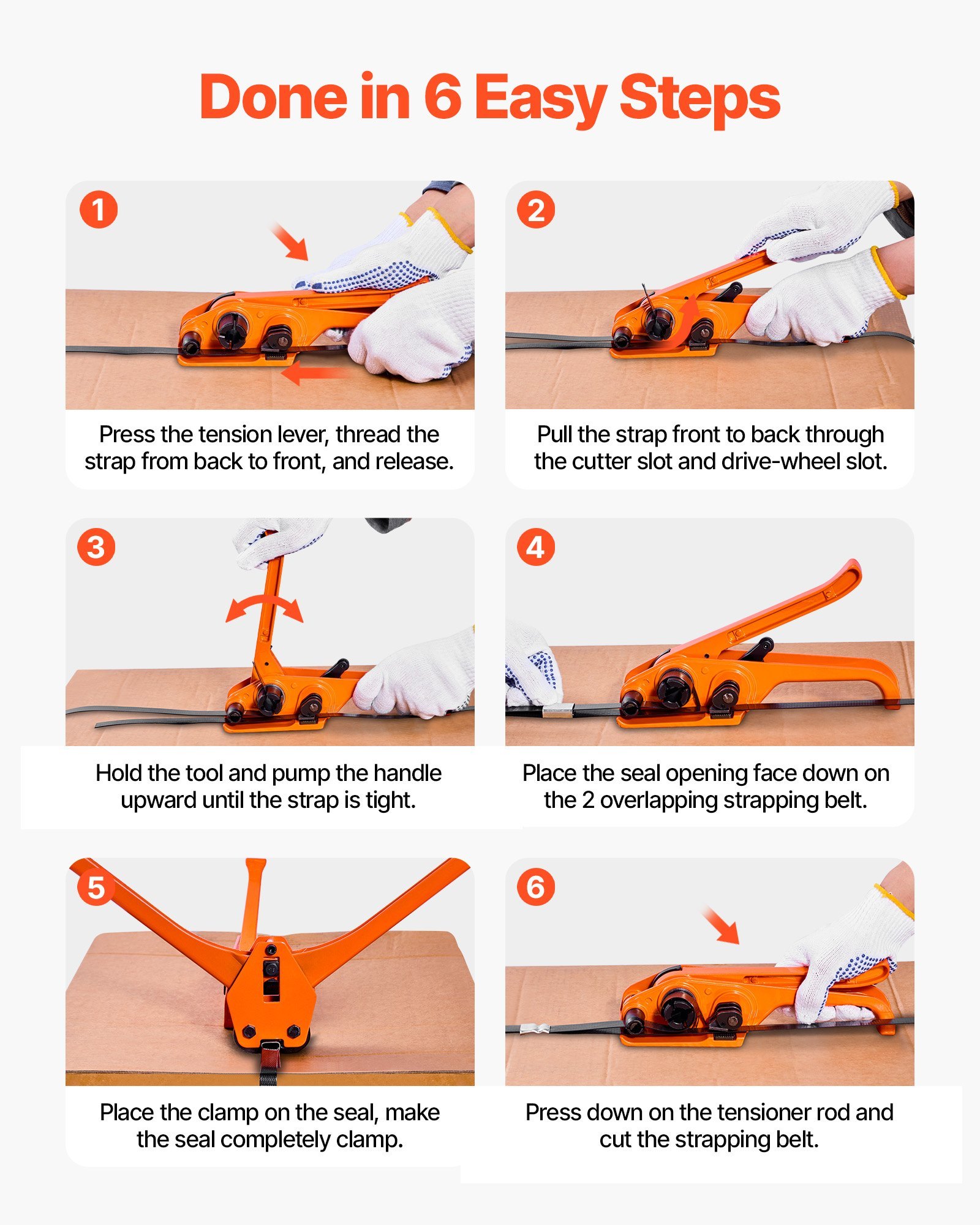 Banding Strapping Kit, Heavy Duty Banding Sealer Tool With 2000 Ft PET Band, 600 Metal Seals, 200 Corner Protectors, Plastic Pallet Packaging Strapping Kit For Warehouse, Transportation, Home - Image 4