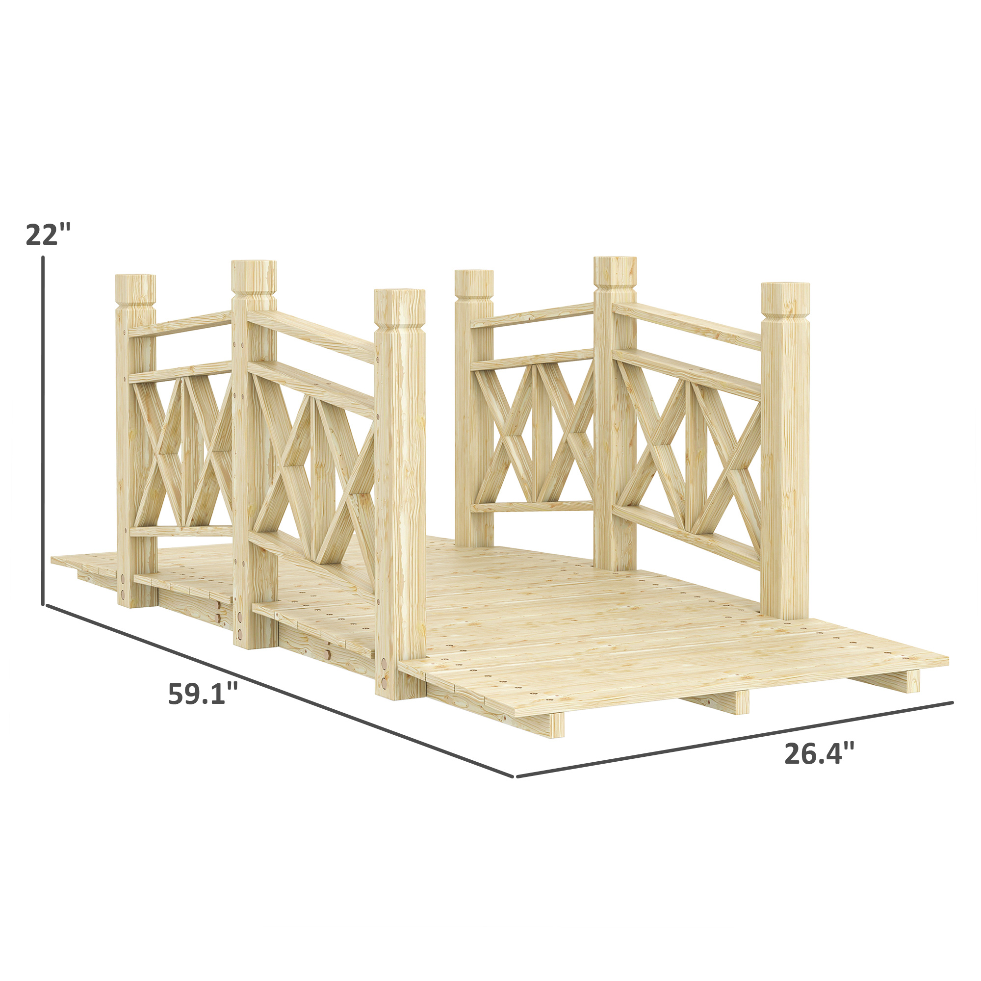 5 Ft. Wooden Garden Bridge Footbridge For Ponds, Creeks, Streams, Nature Wood - Image 4