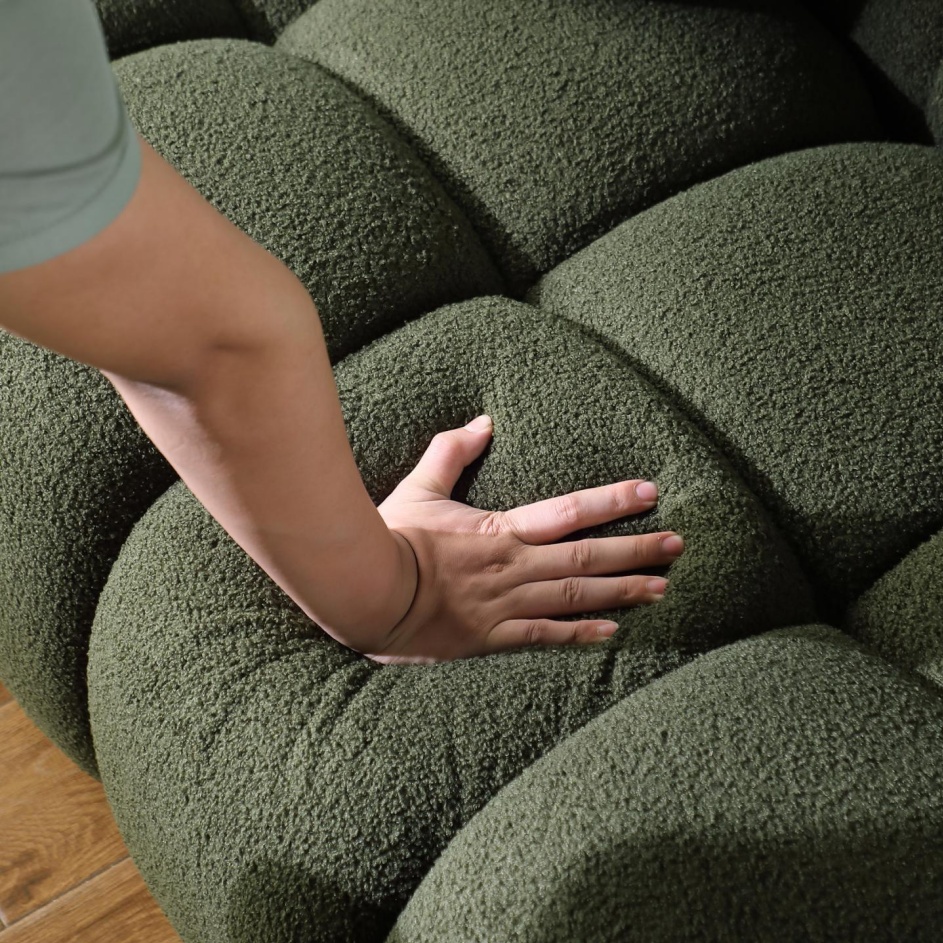 87.4 Length ,35.83inch Deepth ,human Body Structure For USA People, Marshmallow Sofa,boucle Sofa ,3 Seater, OLIVE GREEN BOUCLE - Image 5