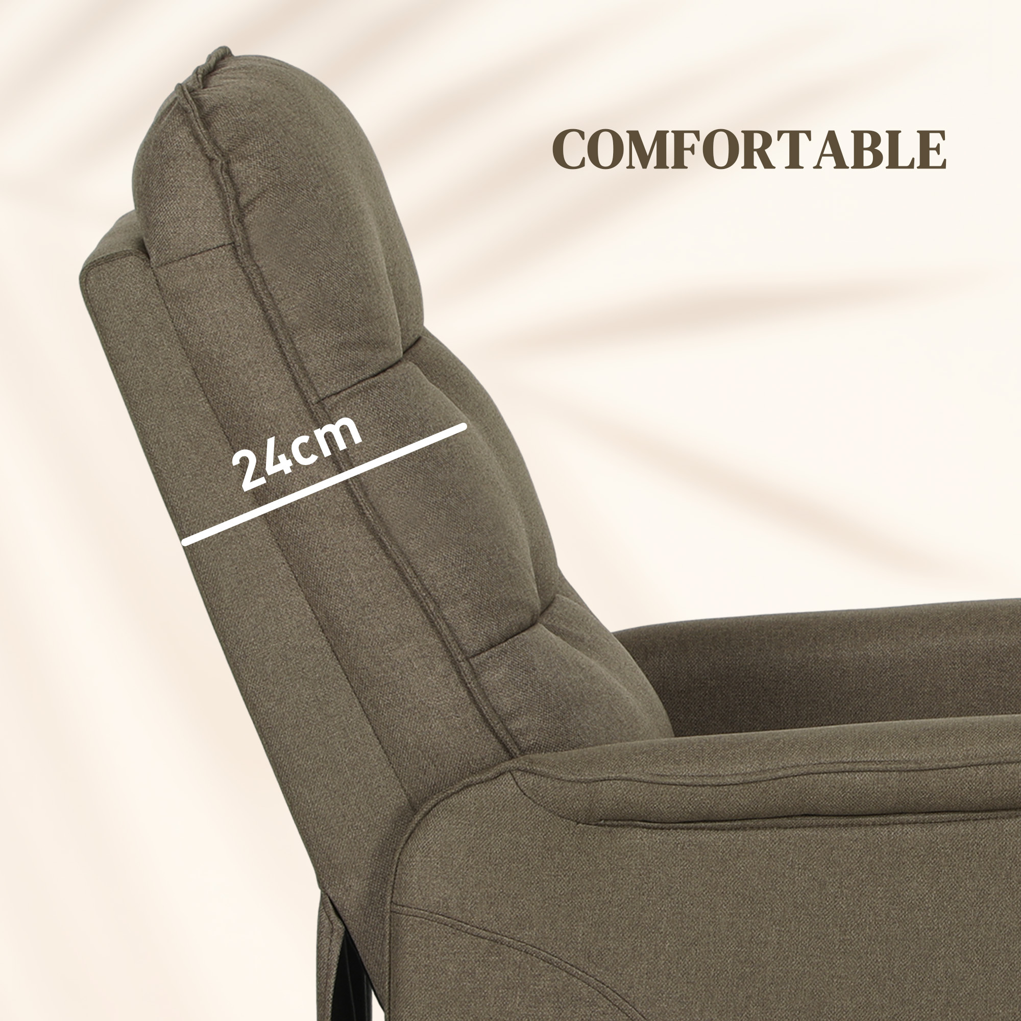 Power Lift Chair For Elderly, Fabric Recliner Sofa With Remote Control, Side Pockets, Quick Assembly, Brown - Image 4