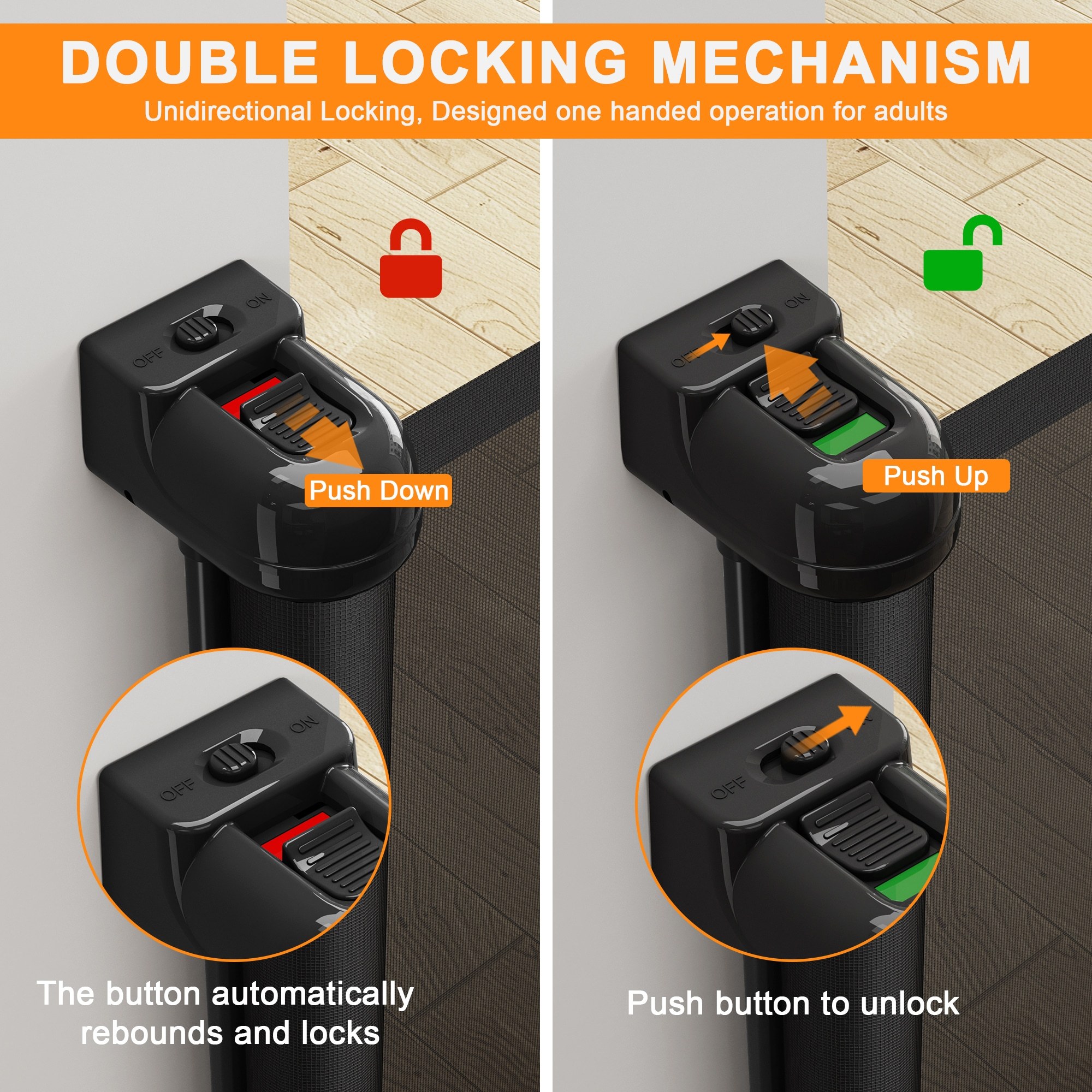 Retractable Baby Gate, Mesh Dog Gate For Doorways, Extends Up To 76 Wide, 33 Tall Child Safety Gate For Doorways, Indoor & Outdoors, Stairs, Hallways, Black Non-EBAY Certified Warehouse - Image 8