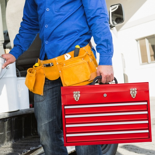 Metal Tool Box With 4 Drawers Portable Steel Tool Chest With Metal Cylinder Lock And Latch Closure, Liner, Powder Coating, Suitable For Garage, Warehouse And Outdoor Repair Job-Black - Image 4