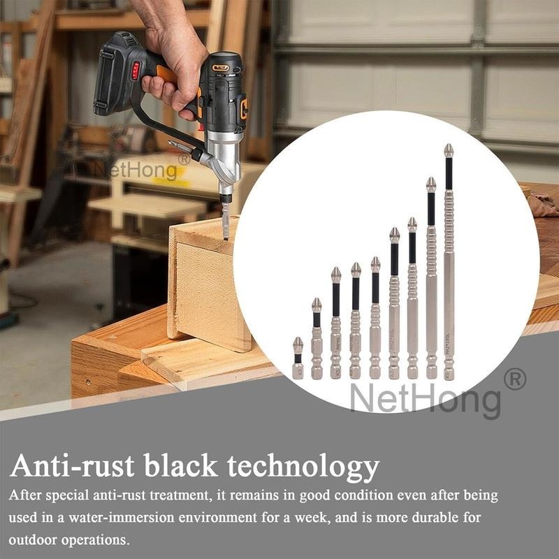 9PCS Cross Head Impact Drill Bits-Magnetic Anti-Slip Screwdriver Bits For Drills UK - Image 3